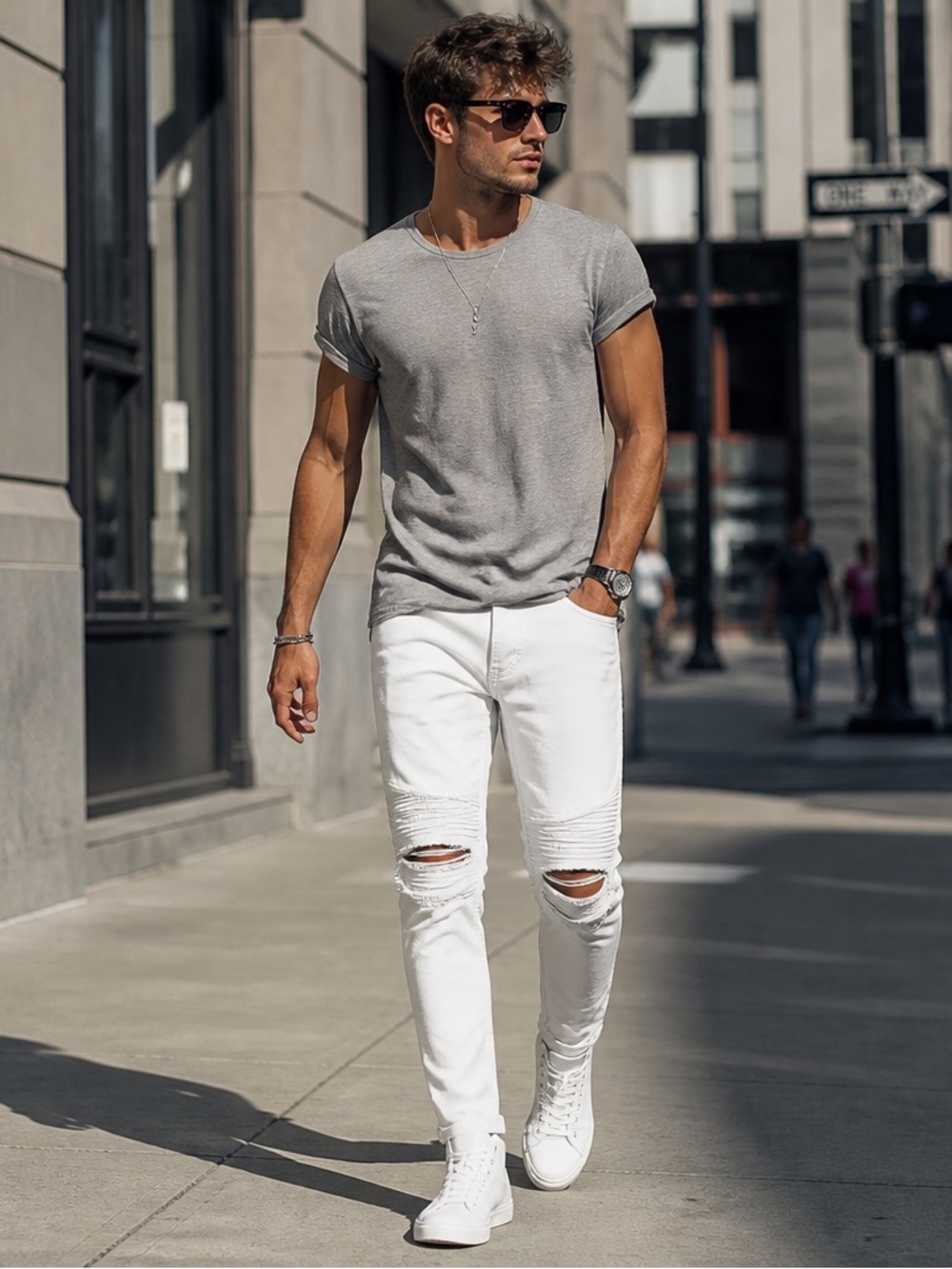 CJ Black (Buckle) Premium Mens Skinny Flex White Distressed Denim Jeans 30x29